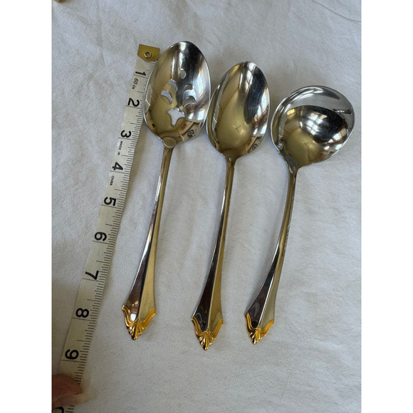Golden Kenwood ONEIDA COMMUNITY 3 Piece Serving Set Stainless Vintage 2 Tone - Picture 5 of 5